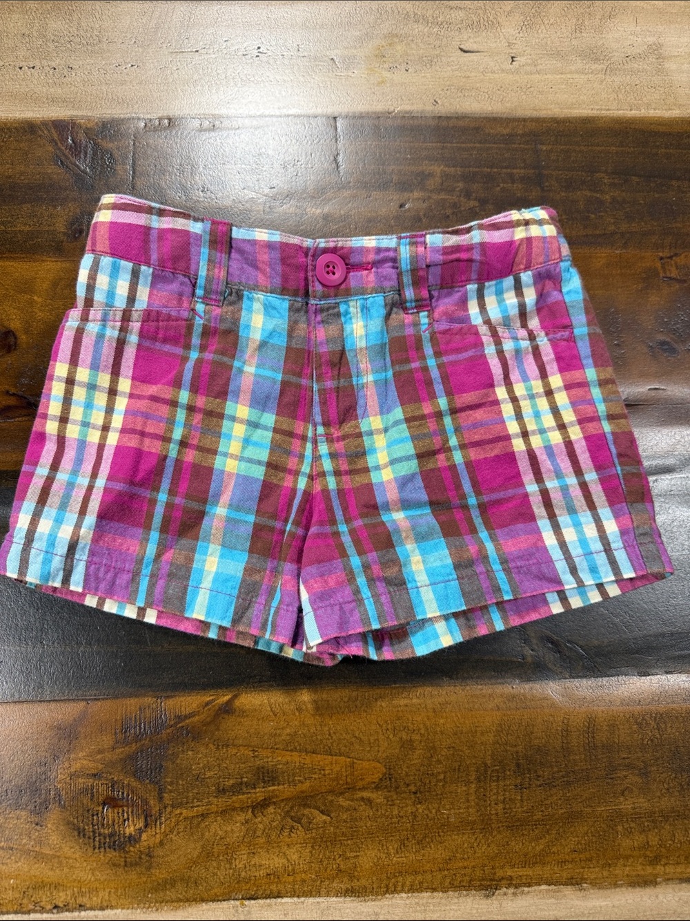 Cherokee Plaid Shorts in Pink, Blue and Yellow